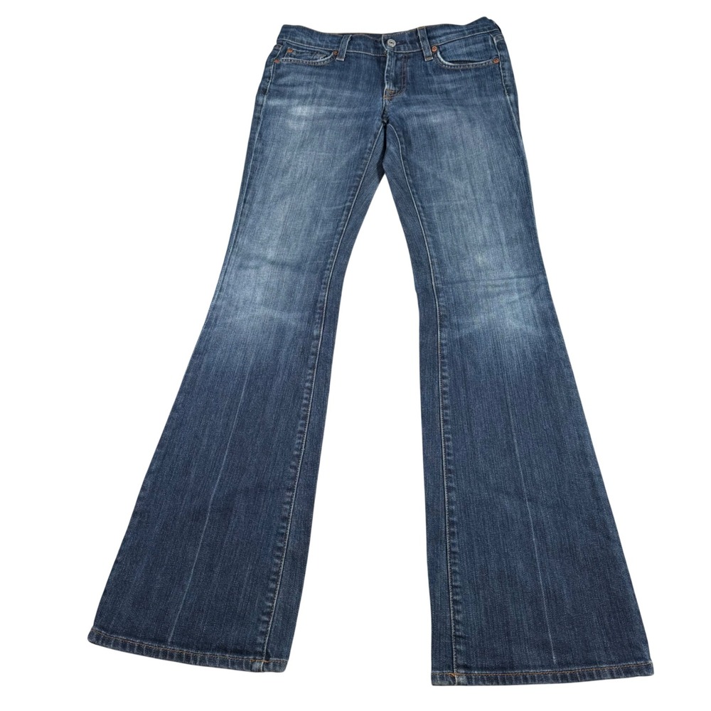 7 For All Mankind Flare Jeans Womens 27 (FITS 31x33) Blue Low Rise Stretch READ